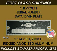 CHEVY CHEVROLET SERIAL NUMBER DOOR TAG DATA ID PLATE RIDGED 1 1/4
