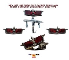 NEW 1977 1990 CHEVROLET CAPRICE TRUNK FRONT FENDER RED LOCK EMBLEM CHEVY SET picture