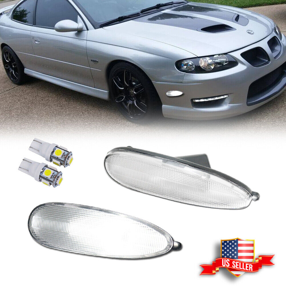 For 2004 2005 2006 Pontiac GTO Clear White LED Front Bumper Side Marker Lights