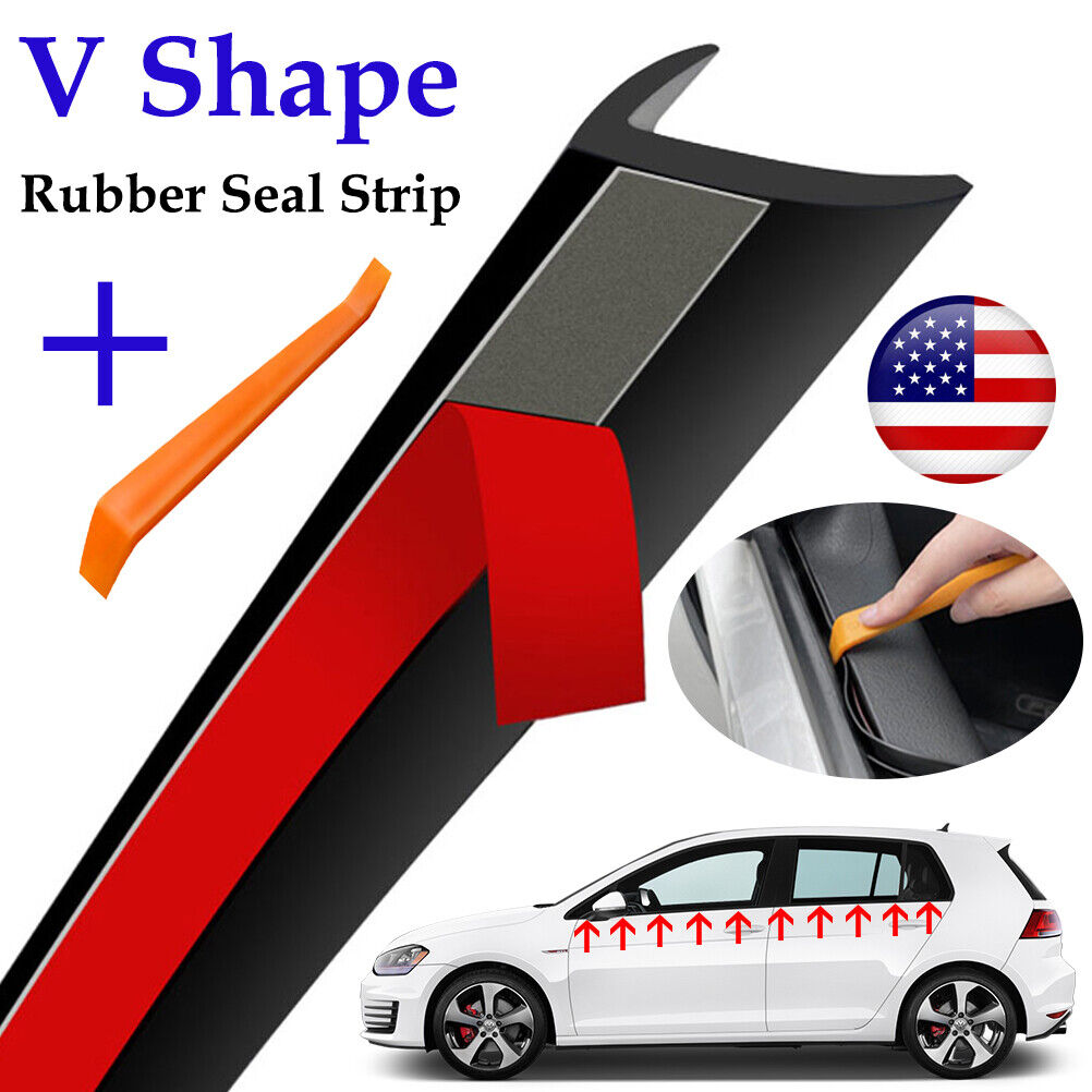 V-Shape Car Door Side Window Trim Edge Moulding Weatherstrip Seal Strip Rubber