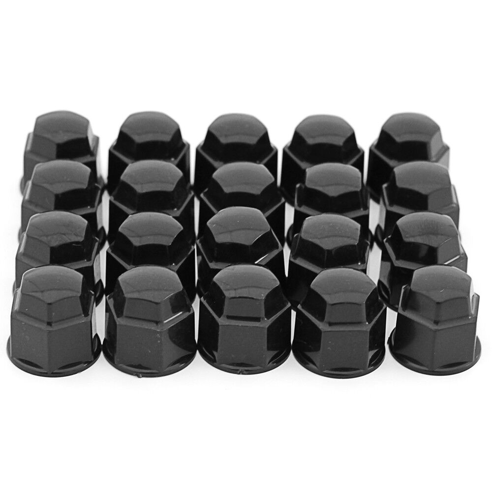 17mm Black Lug Nut Covers 20pc Set for Auto Car Wheel Rim Tire Bolt Center Caps
