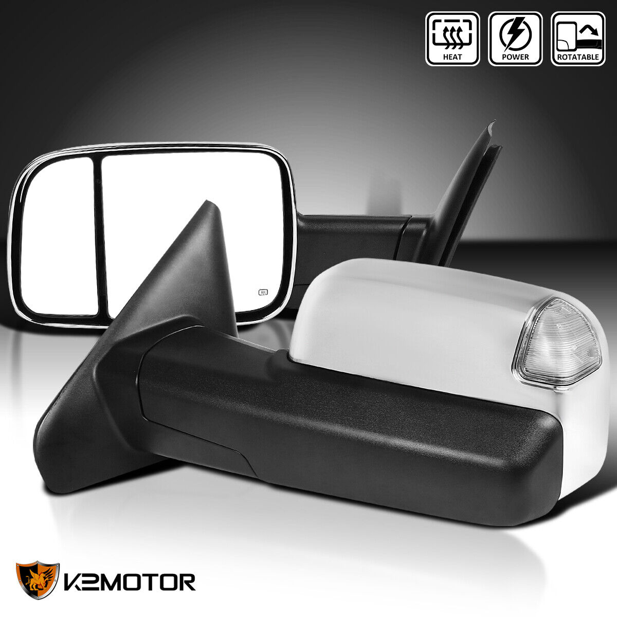 Chrome Power Heated Towing Mirrors+LED Signal For 2002-2008 Dodge Ram 1500 2500