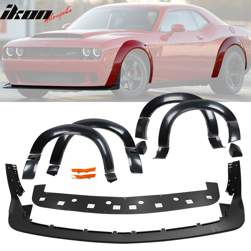 Fits 15-23 Dodge Challenger Front Lip + Fender Flare Hellcat to Demon Conversion