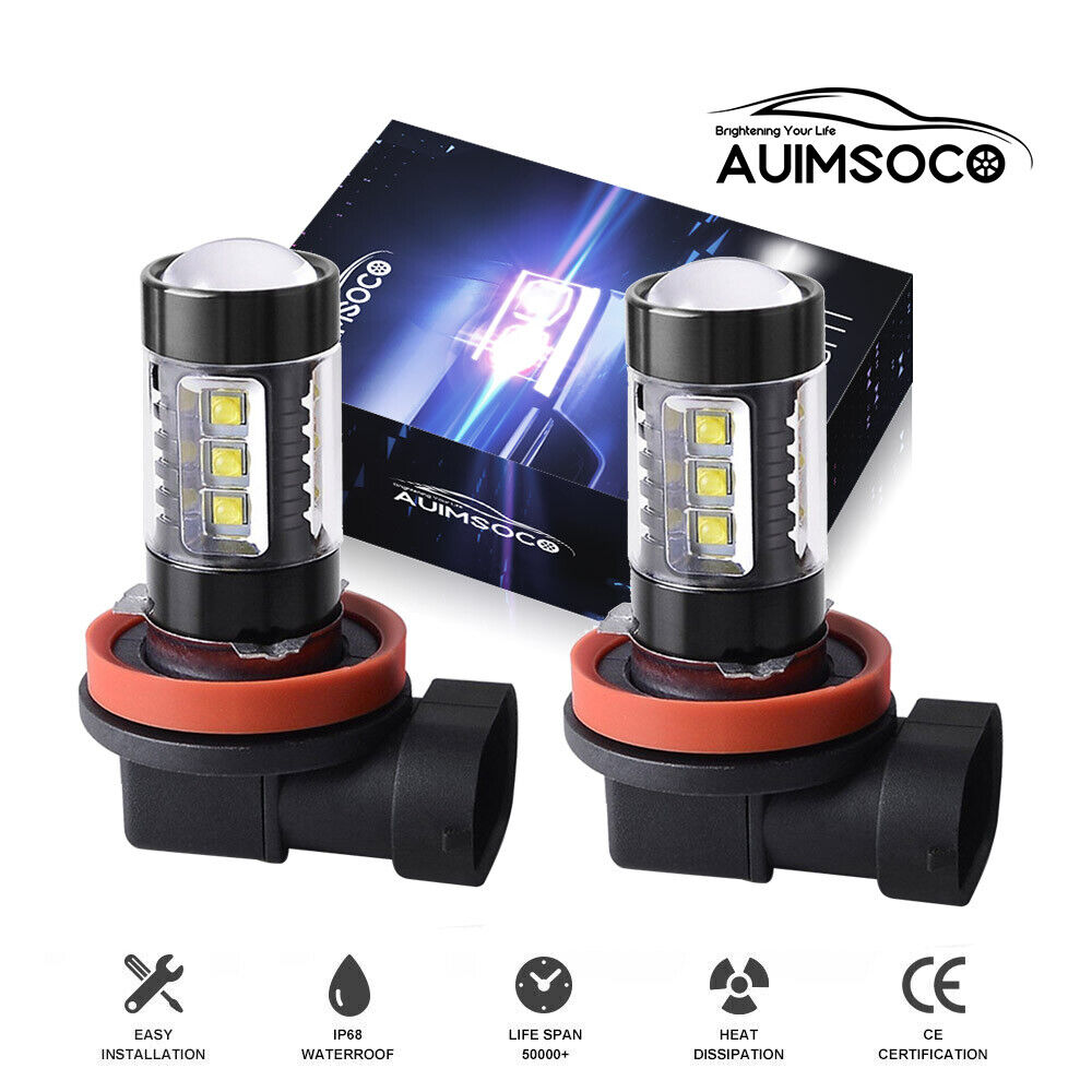 2Pcs LED Fog/Driving Bulbs H11 Fog Light Xenon White 6000K High Power Lamp Combo
