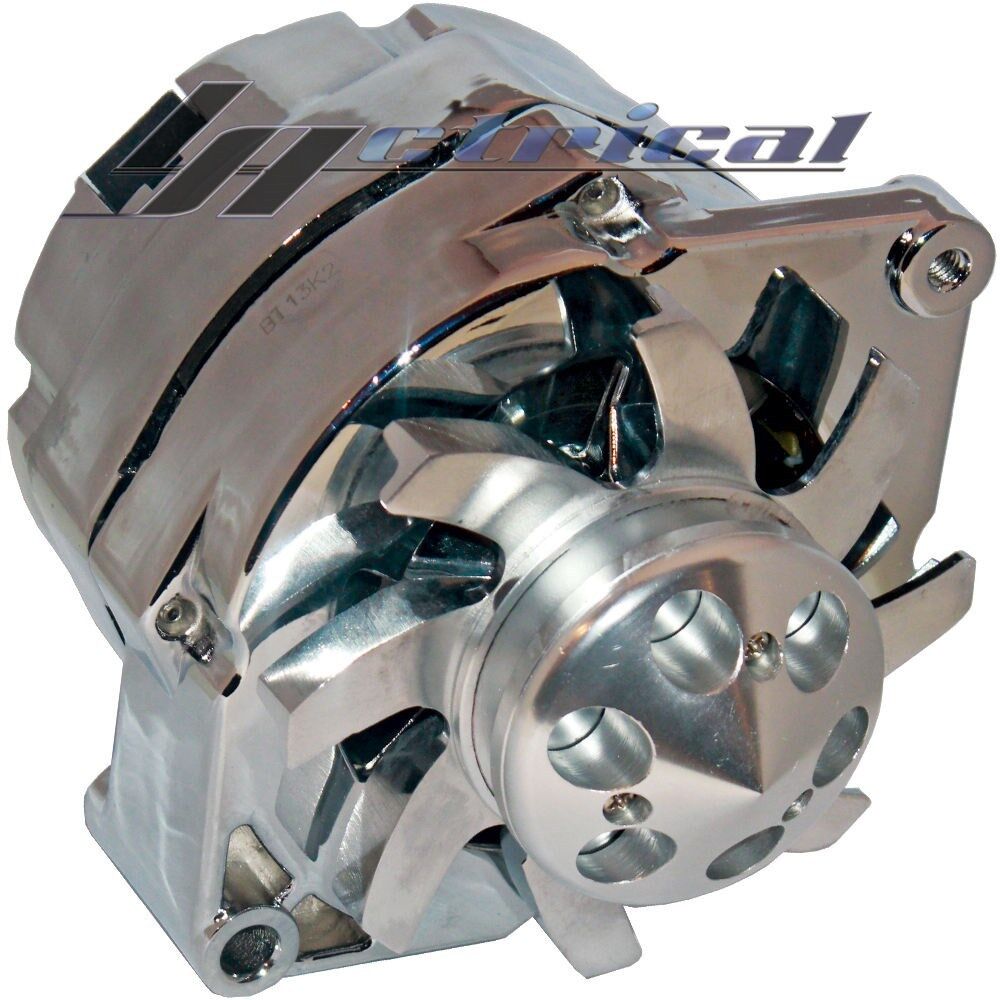 HIGH OUTPUT ALTERNATOR CHROME FOR GM CHEVY HOT ROD 3 WIRE BILLET PULLEY 200 AMP