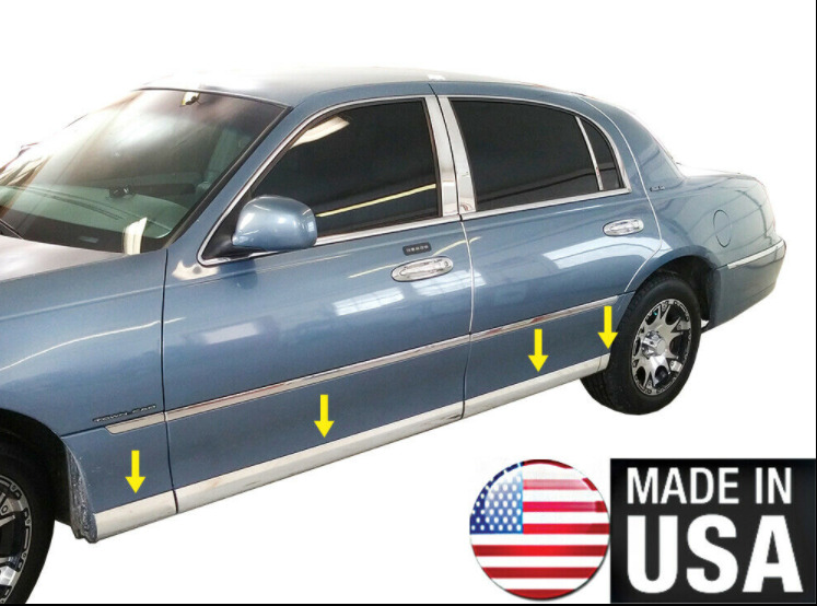 1998-2011 Lincoln Town Car Lower Rocker Panel Body Side Trim Molding Accent-8pc