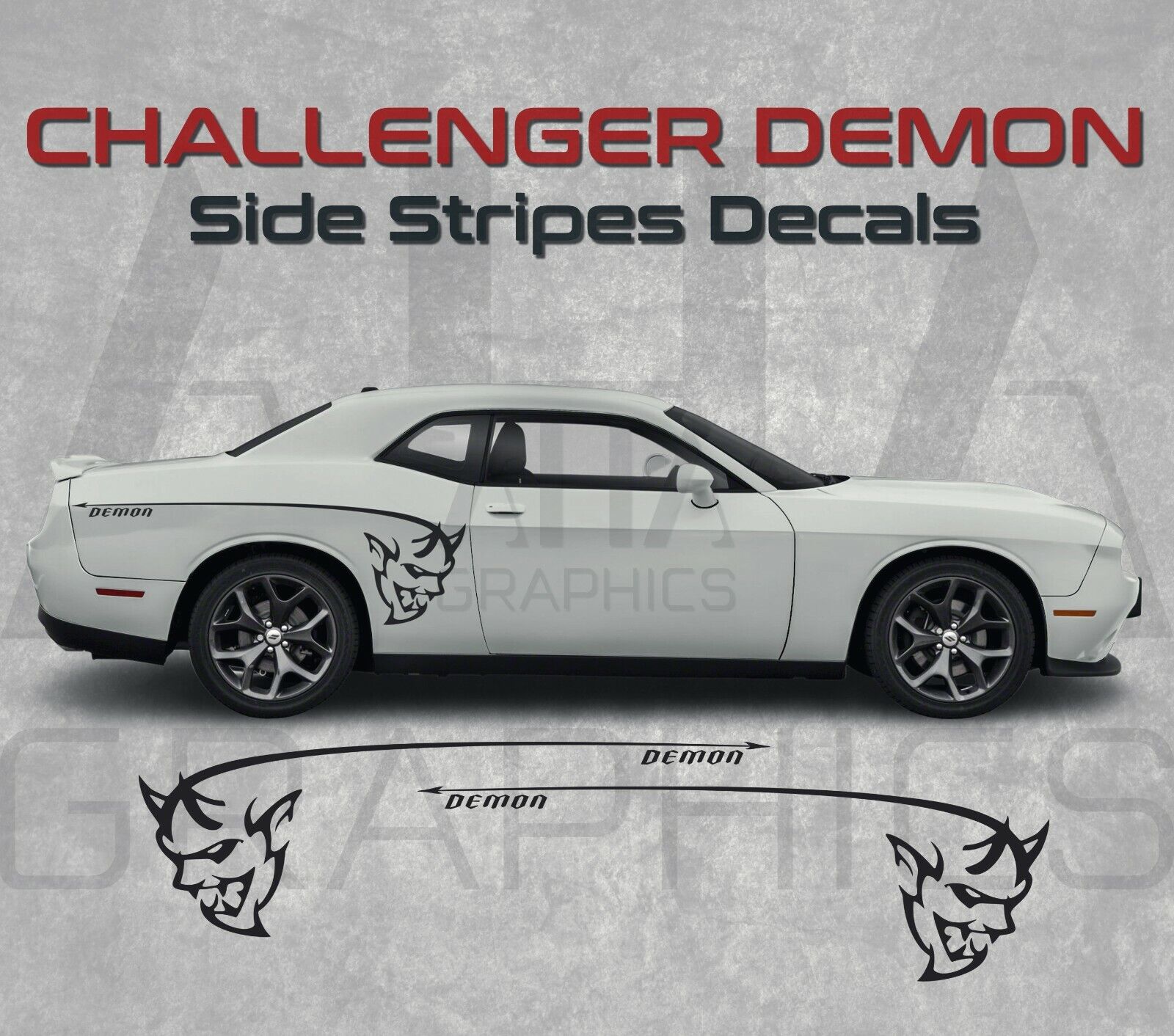Dodge Challenger DEMON Side Graphic Decals Demon Side Decals