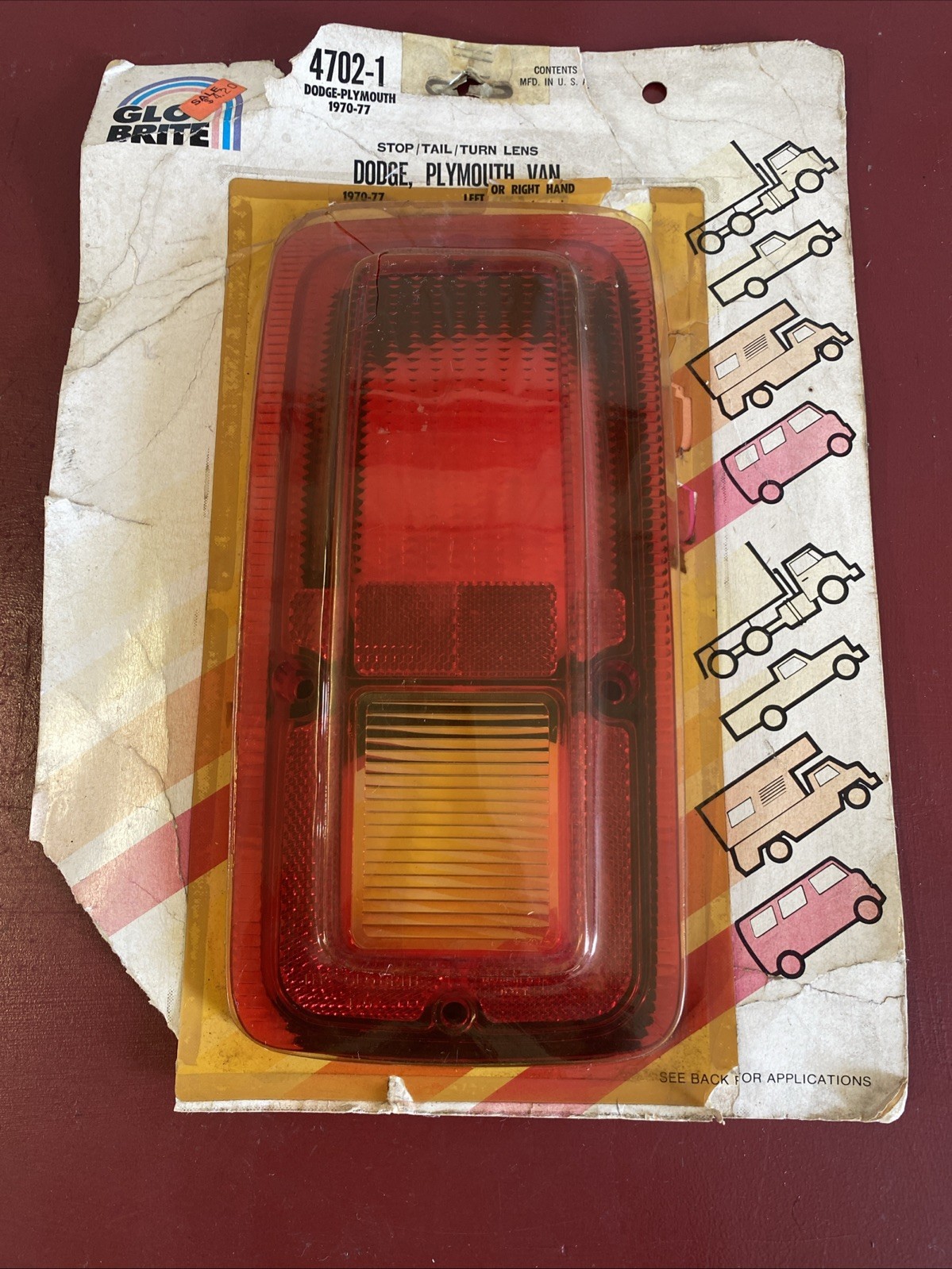1971 1972 1973 1974 1975 1976 1977 DODGE PLYMOUTH VAN TAIL LIGHT LENS NEW
