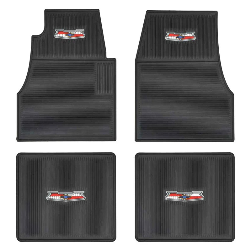 For Chevy Bel Air 55-57 Floor Mats with Bel Air Crest Logo 1st & 2nd Row Black