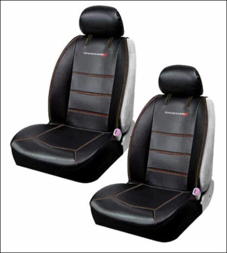 New Dodge Elite Synthetic Leather Sideless Car Truck 2 Front Seat Covers Set
