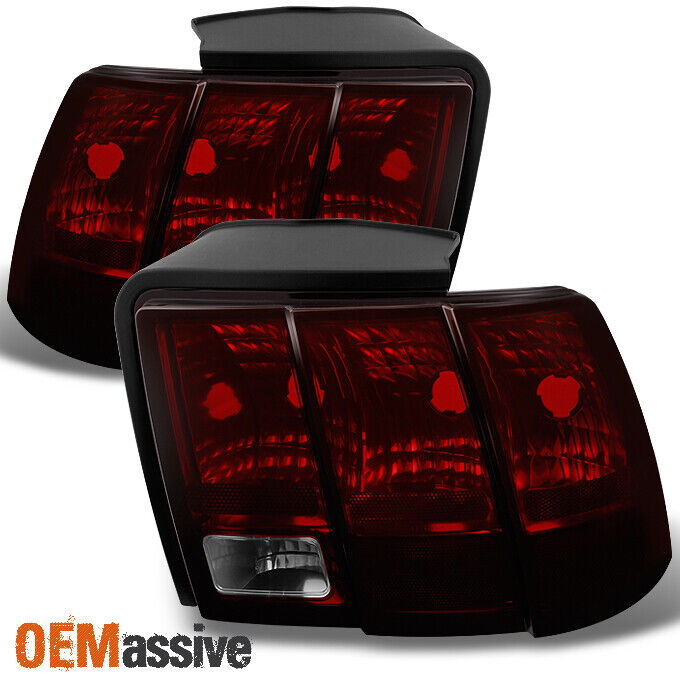 Fit 99-04 Ford Mustang Dark Red Tail Lights Brake Lamps Left+Right 1999-2004