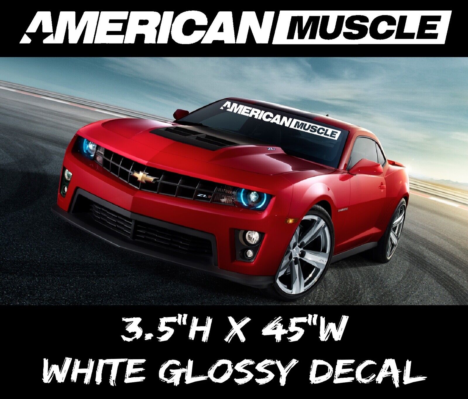 AMERICAN MUSCLE CAR MURICA Windshield Banner Premium Decal Sticker Racing US 341