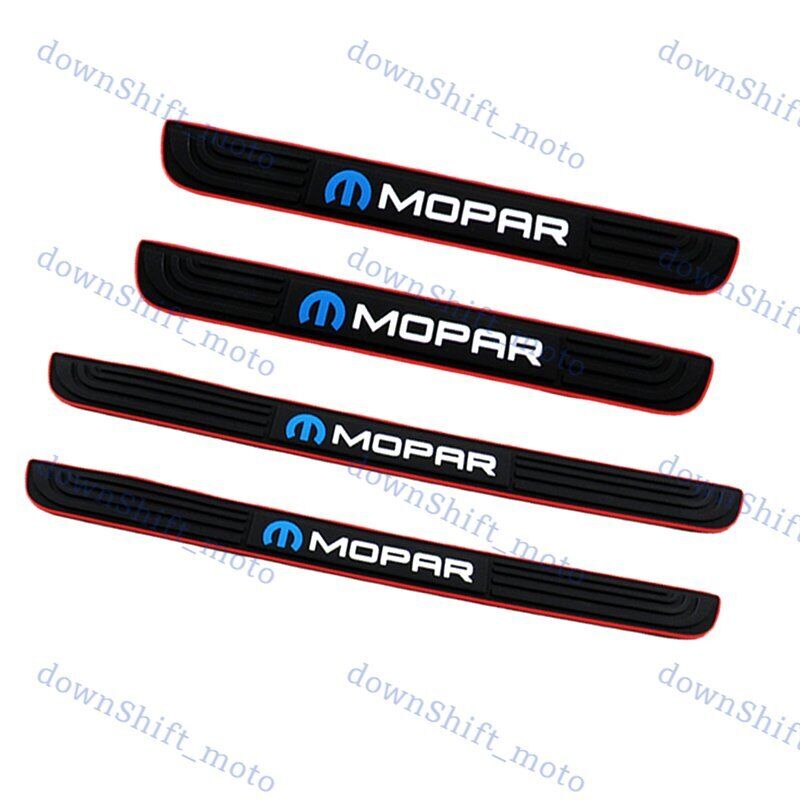 For 4PCS MOPAR Black Rubber Car Door Scuff Sill Cover Panel Step Protector New
