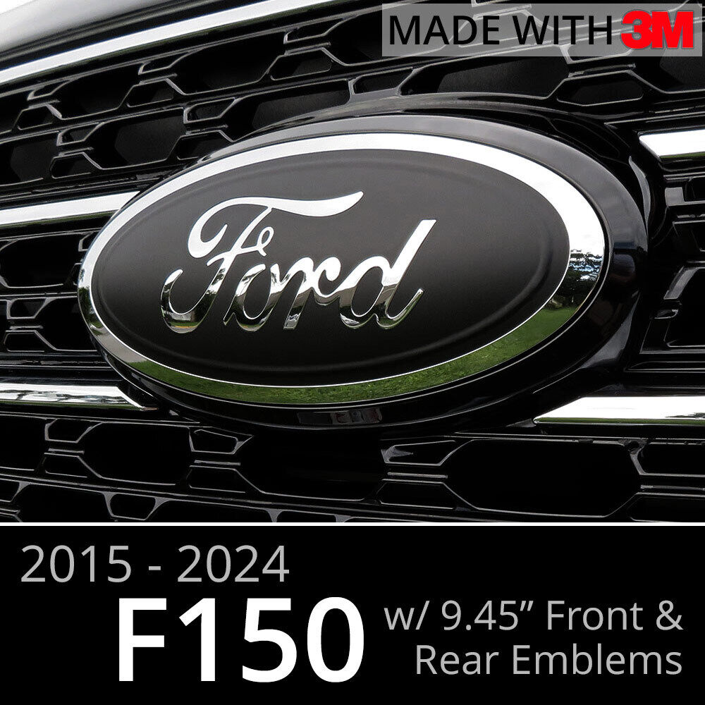 BocaDecals 2015-2023 Ford F150 Emblem Overlay Insert Decals MATTE BLACK Set of 2