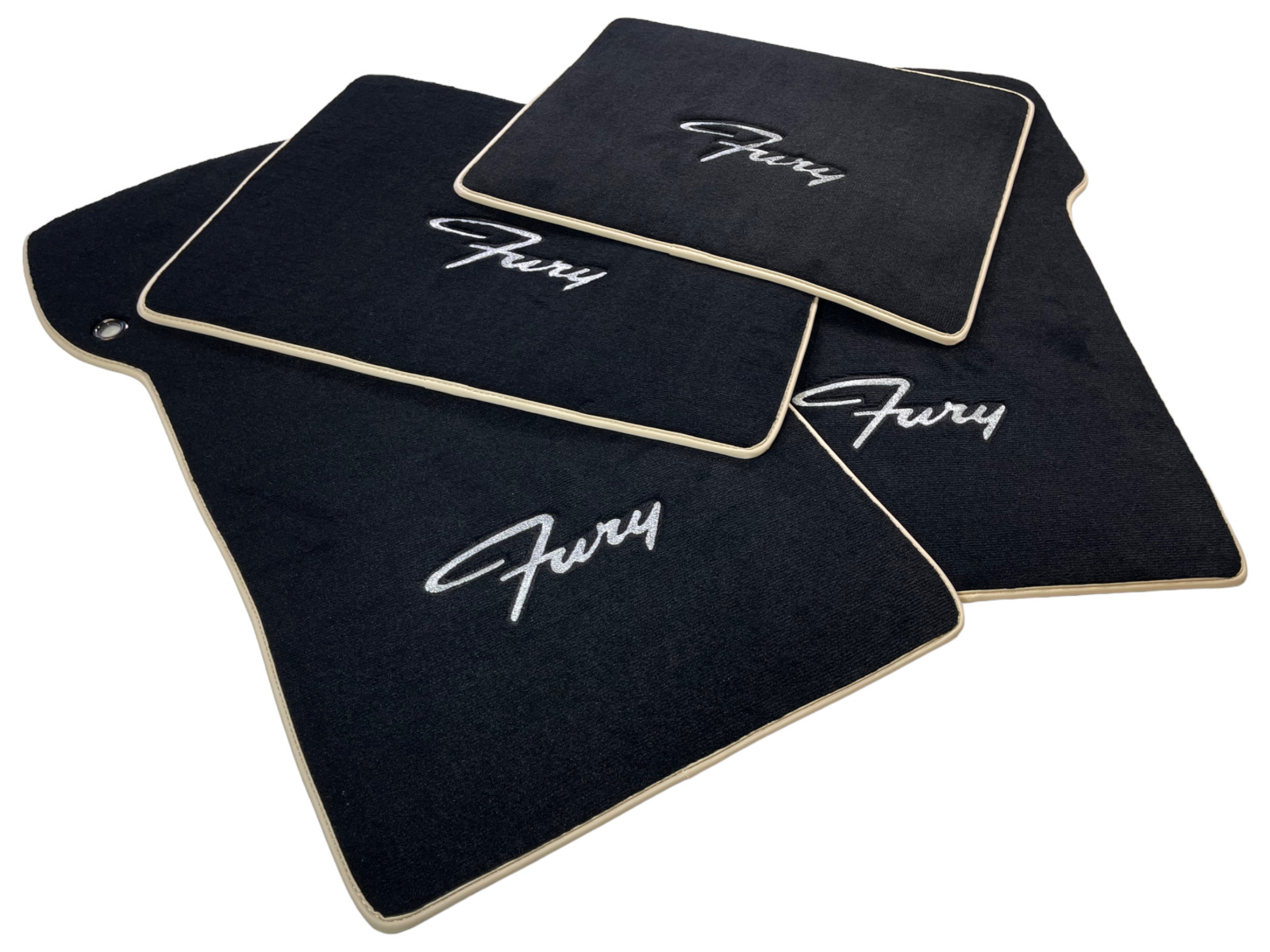 Floor Mats For Plymouth Fury 1957-1968 Black Tailored Carpets With Beige Trim