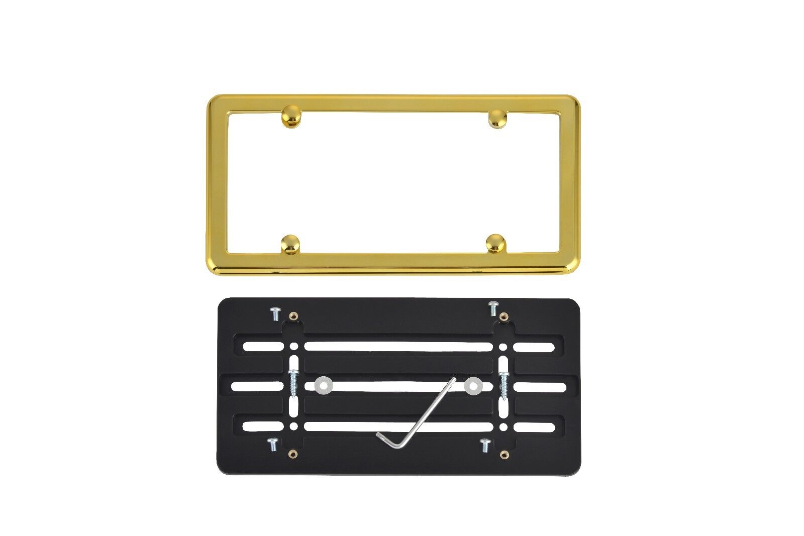 License Plate Bumper Mounting Holder Adapter Tag Bracket + GOLD Frame for DODGE