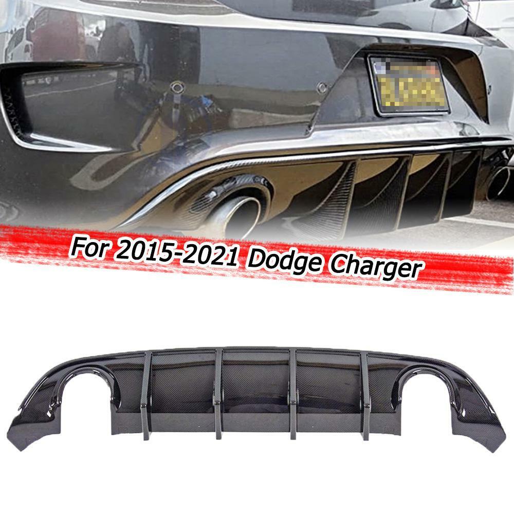 New Rear Bumper Diffuser Carbon Fiber Style For 15-21 Dodge Charger Daytona