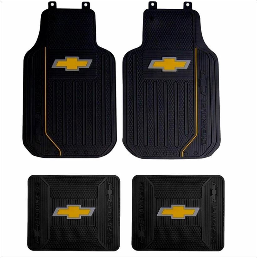 New 4pc Chevrolet Chevy Elite Car Truck Front Rear All Weather Rubber Floor Mats