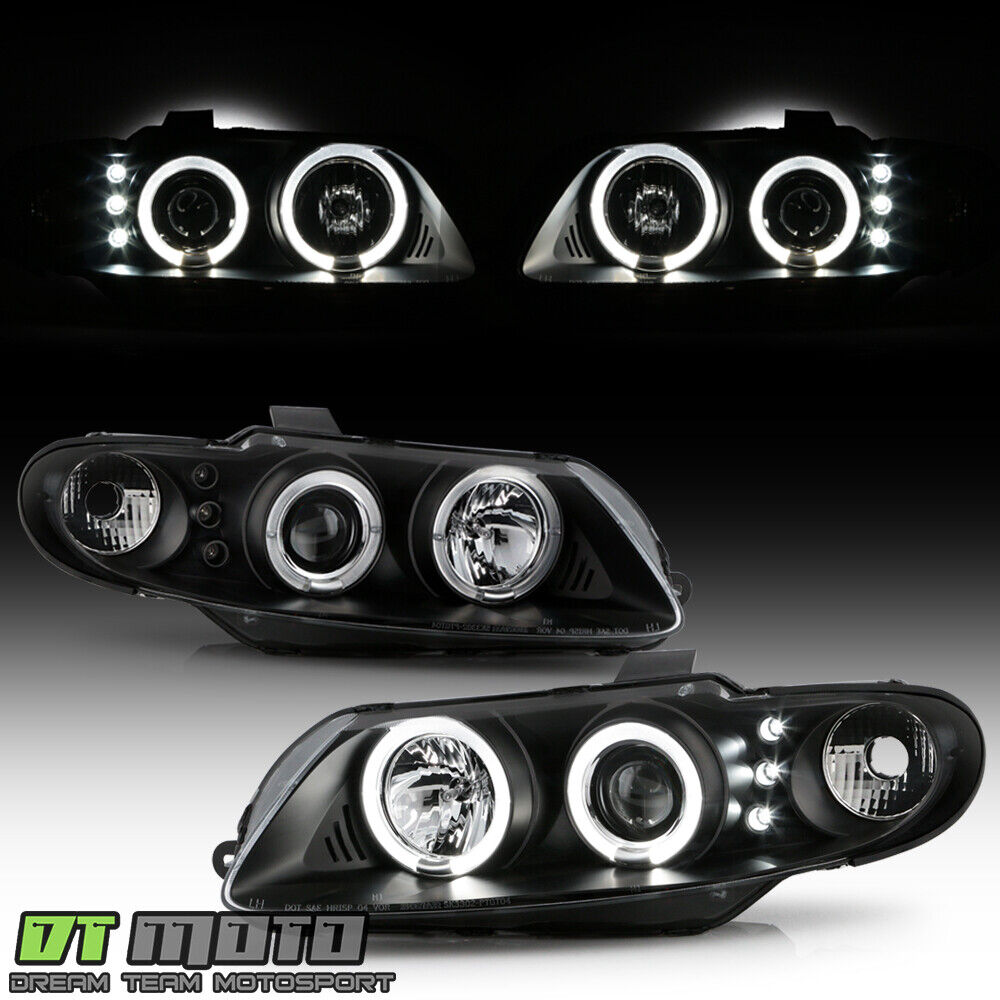 Black 2004 2005 2006 Pontiac GTO Halo Projector LED Headlights Lamps Left+Right