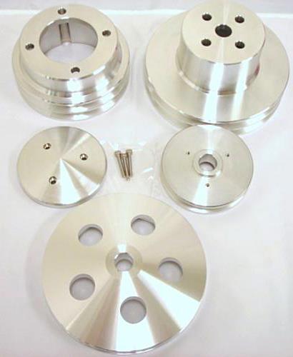 Oldsmobile 4 Pulleys & Nose Cover Double 2 1 Groove Aluminum Set 350 455 Olds V8