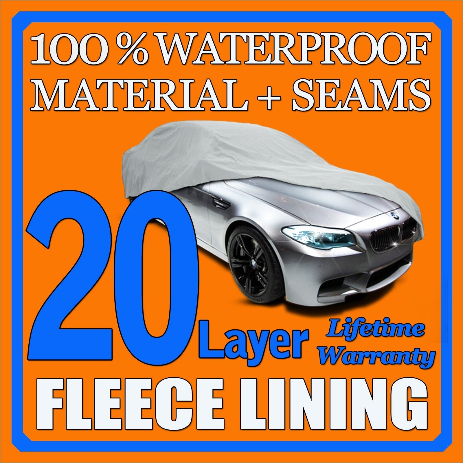 20 Layer Car Cover Waterproof Layers Outdoor Indoor Fleece Lining Seg17