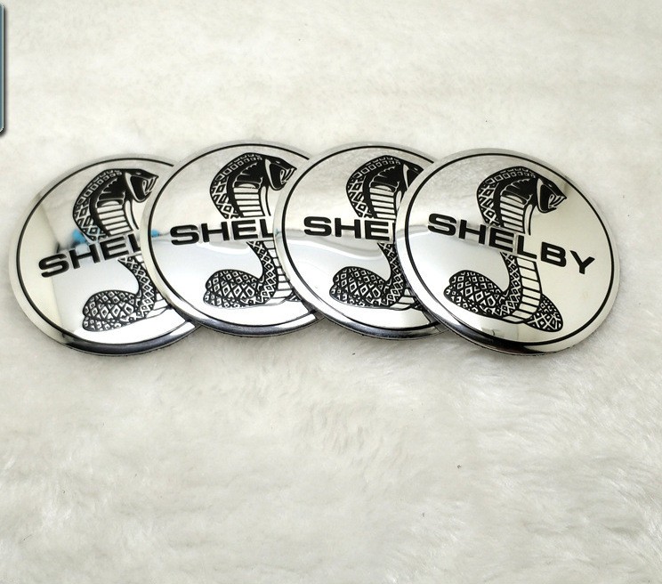 4 Ford Mustang Shelby Cobra Snake Silver Emblems Badges Decal Sticker 2.22