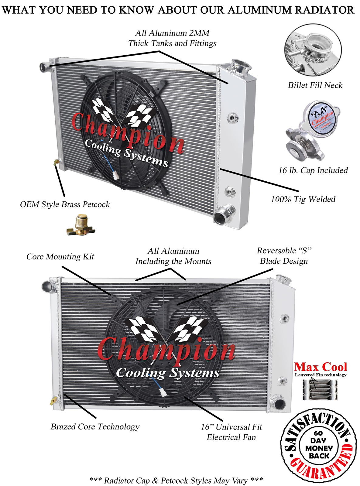 KR Champion 2 Row Radiator,16\
