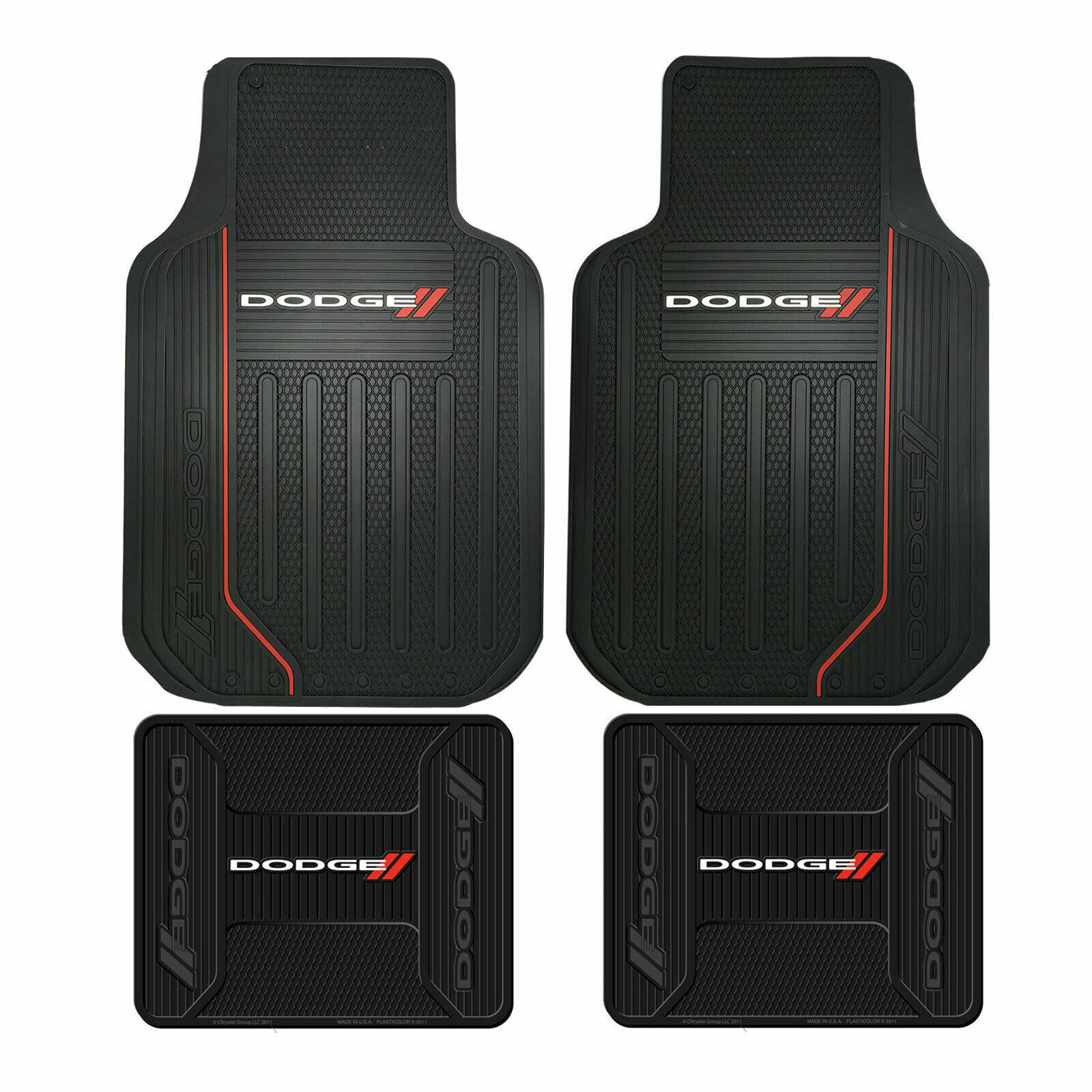 Front & Rear DODGE Floor Mats Rubber All Weather Factory Liners Black Red Gift