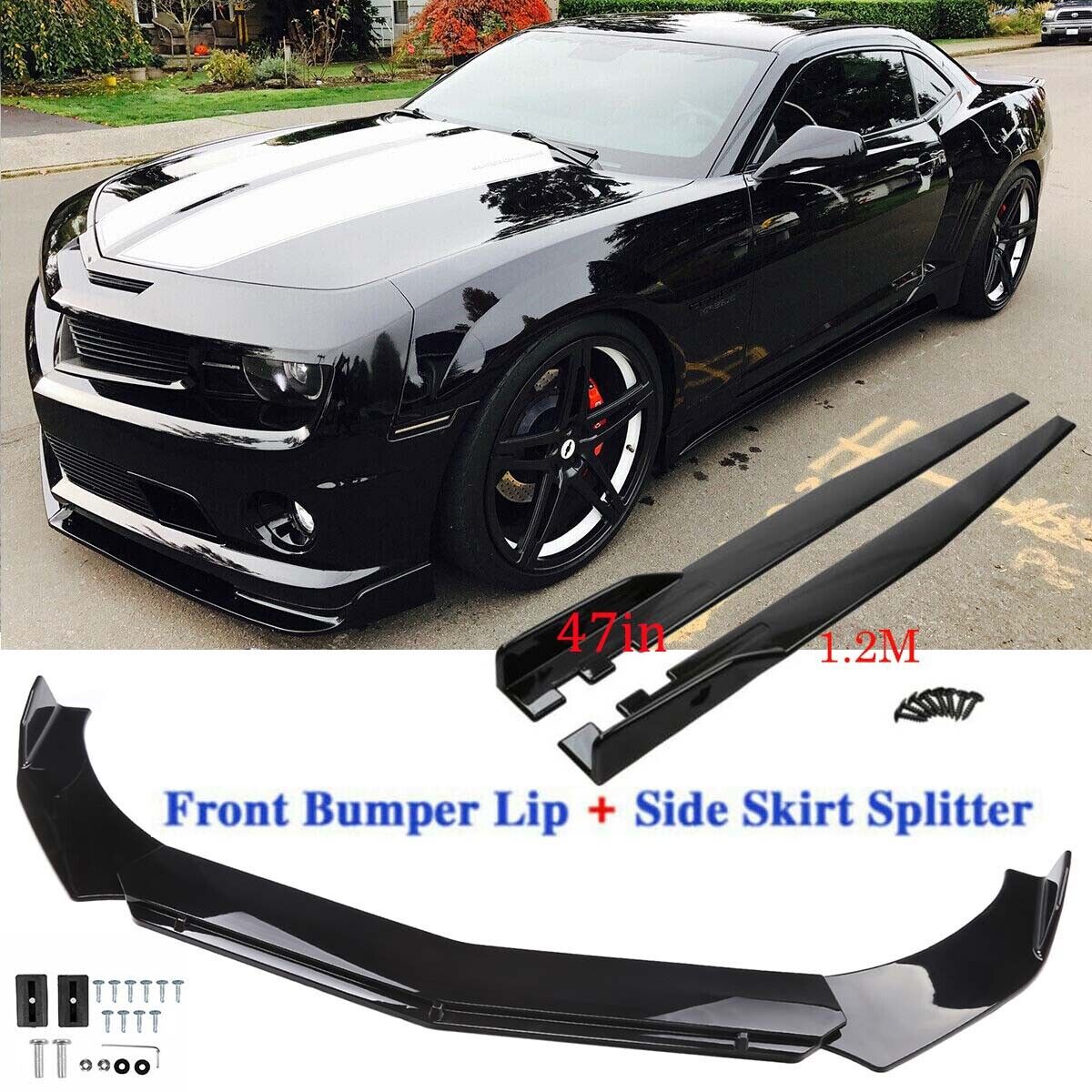 For Chevrolet Camaro SS Gloss Black Front Bumper Lip Spoiler Splitter Body Kit