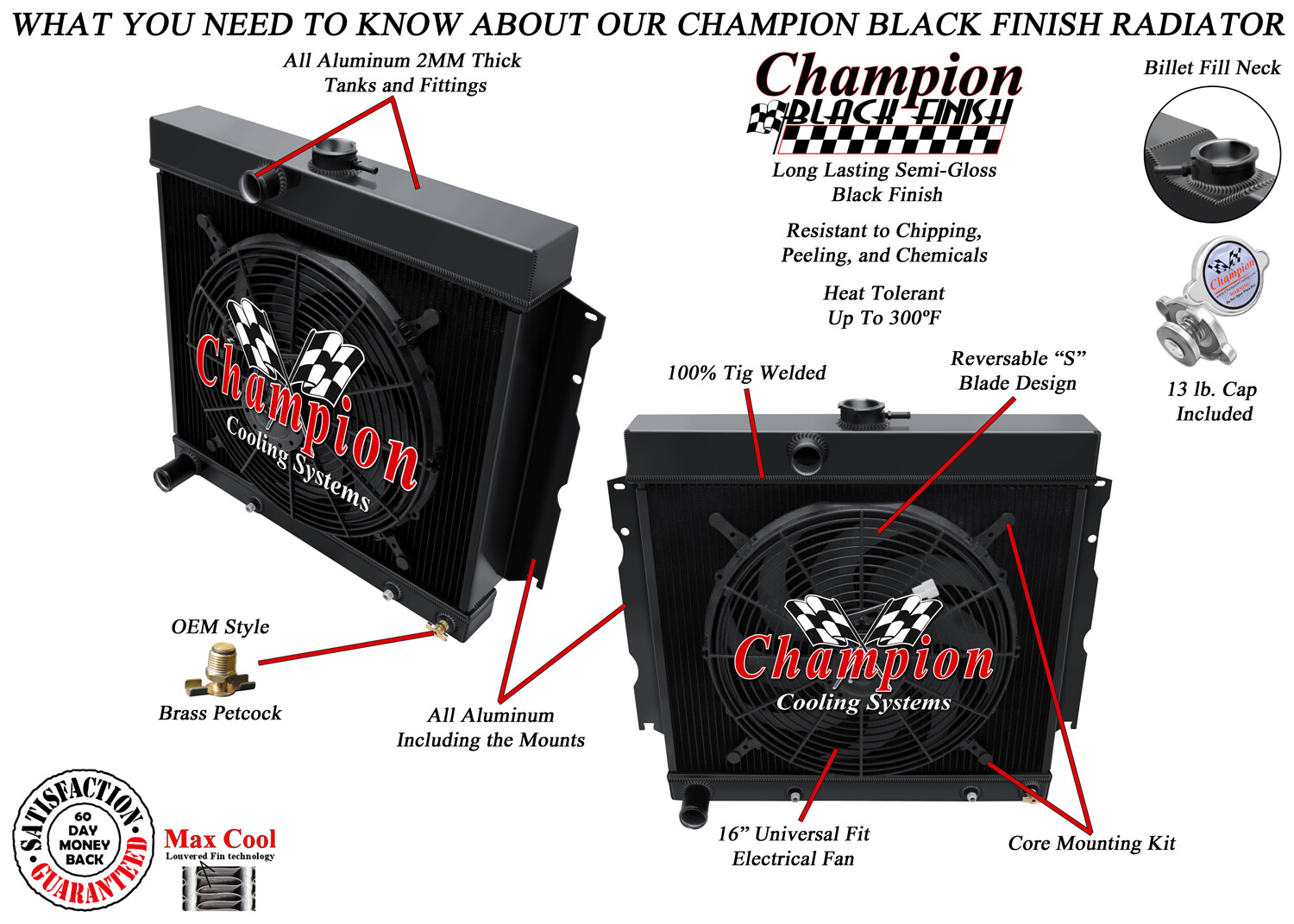ER 3 Row Black Finish Radiator 22