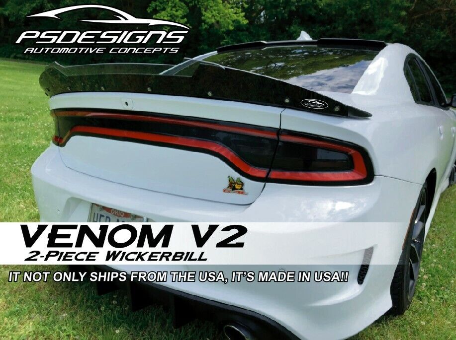 PSDesigns 2 PC VENOM *V2* 2015+ Fits on Dodge Charger Rear WickerBill Spoiler