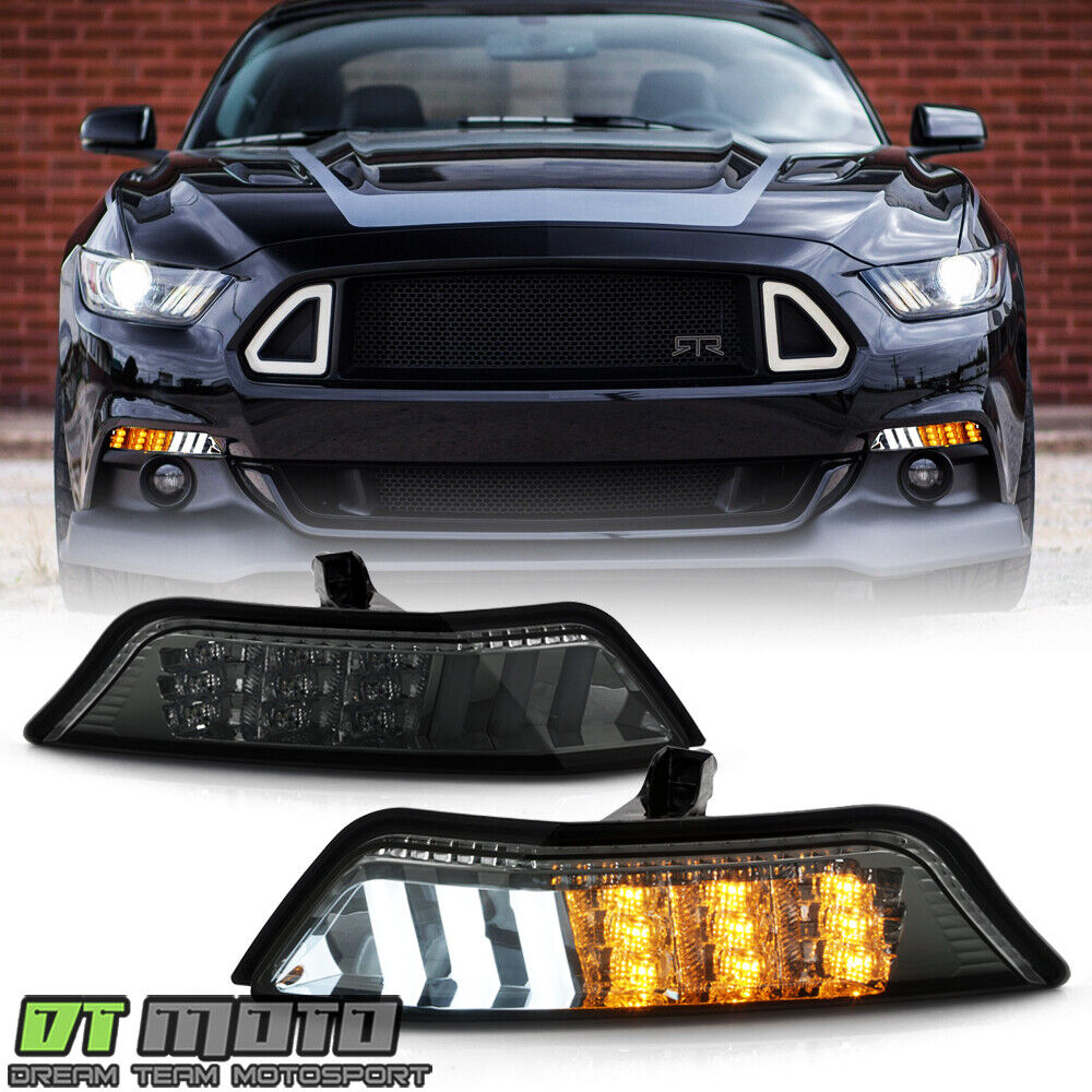 {Sequential} 2015-2017 Ford Mustang Smoked LED Bumper Parking Lamp Signal Lights