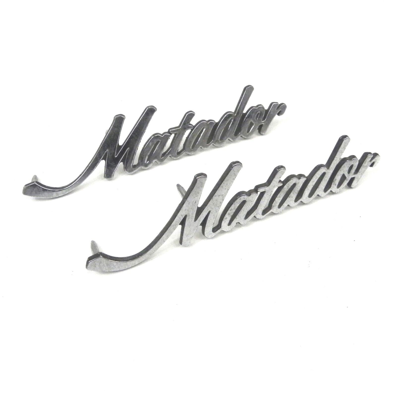 1968-73 AMC MATADOR #3633534 FENDER BADGES EMBLEMS SCRIPT 1 PAIR USED VINTAGE 