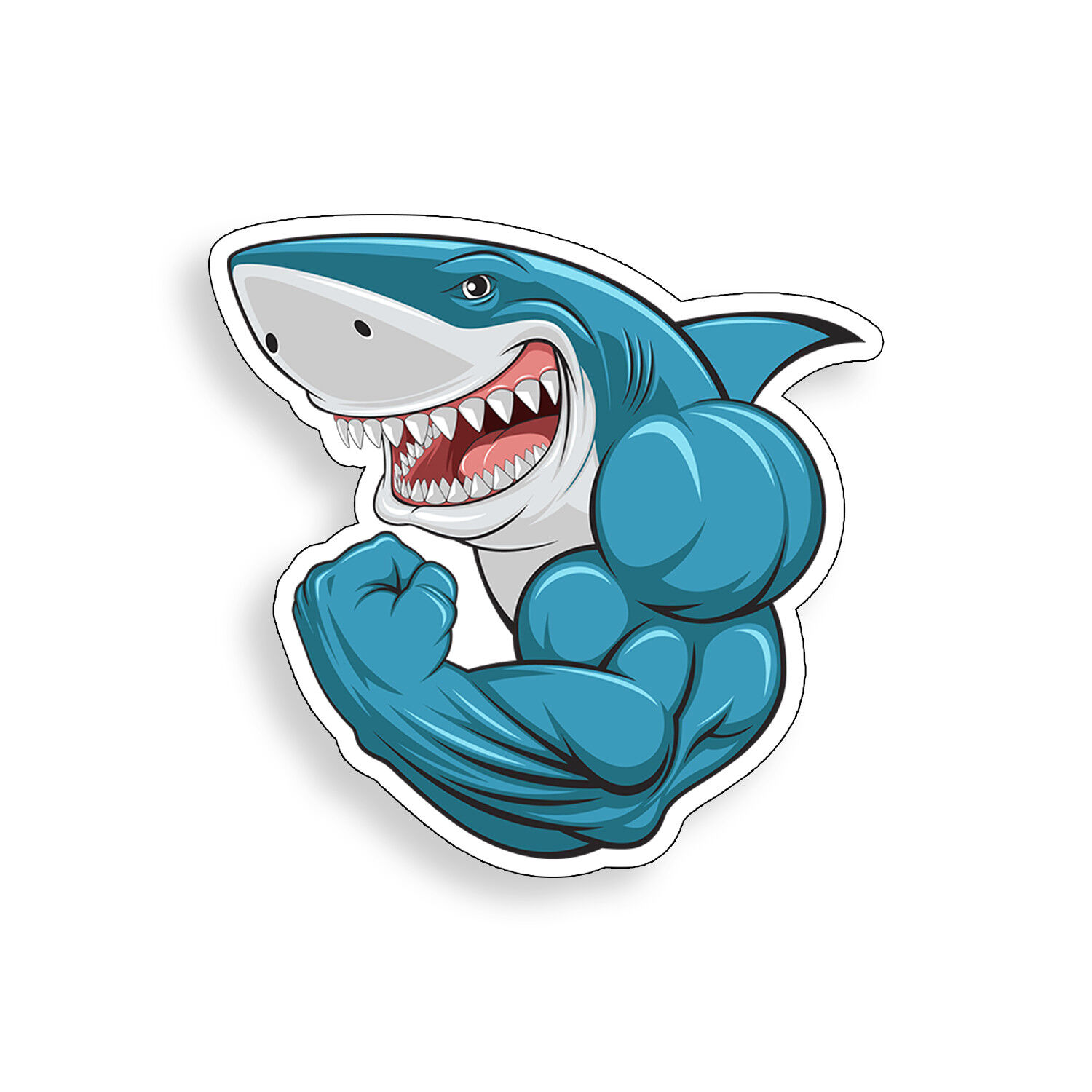 Muscle Shark Sticker Workout Gym Male Laptop Cup Car Vehicle Window Bumper Decal