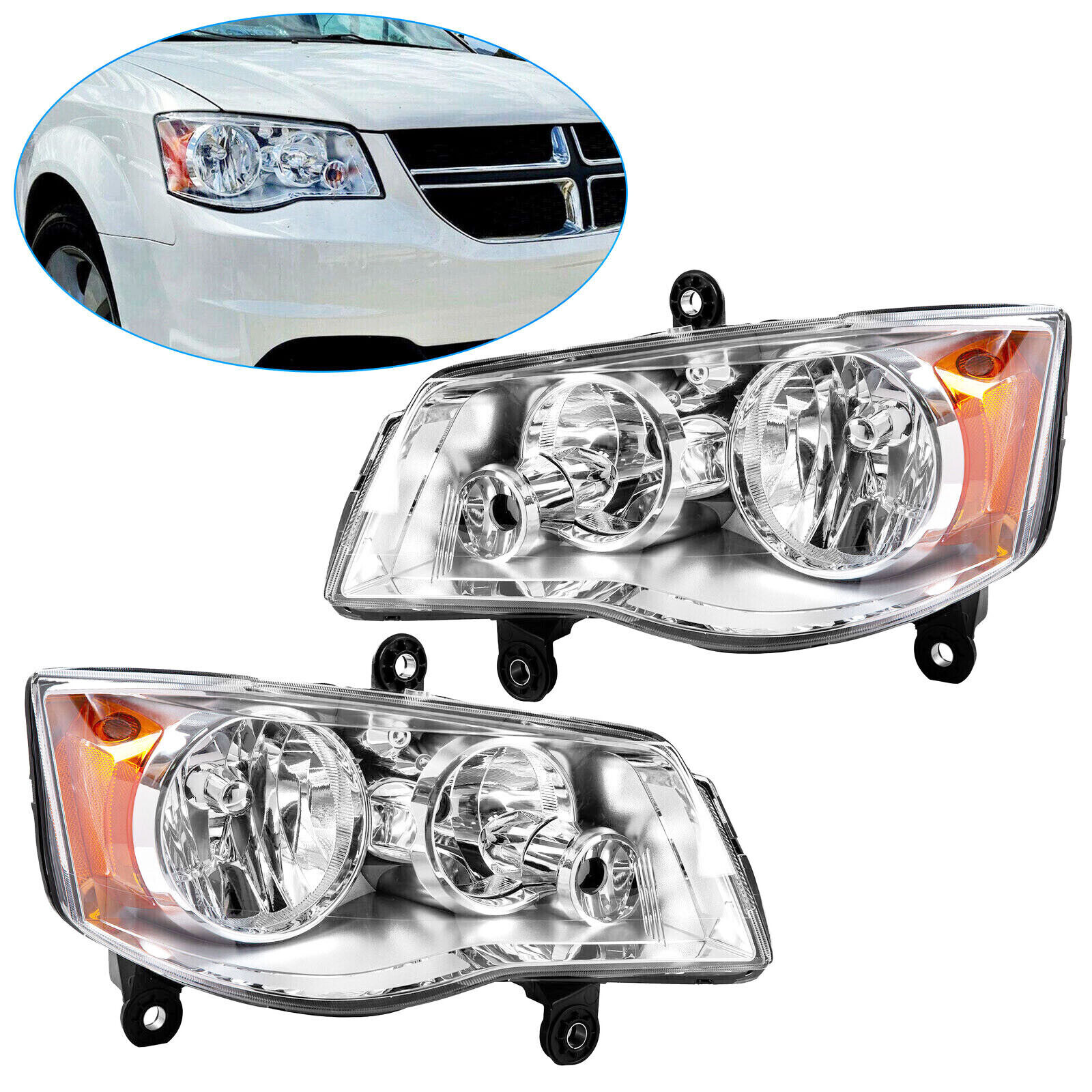 Headlight For 2008-2016 Chrysler Town&Country 2011-2020 Dodge Grand Caravan L+R