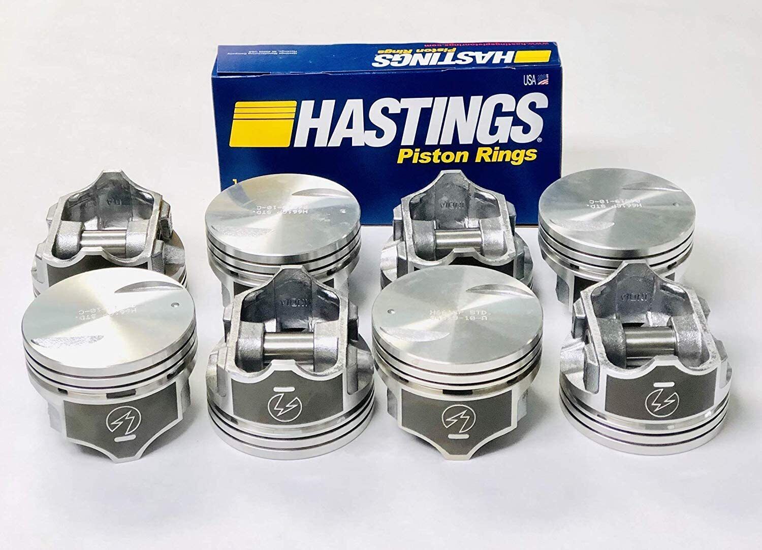SPEED PRO Hypereutectic Coated Flat Top Pistons/8+MOLY Rings Chevy 454 7.4L +030