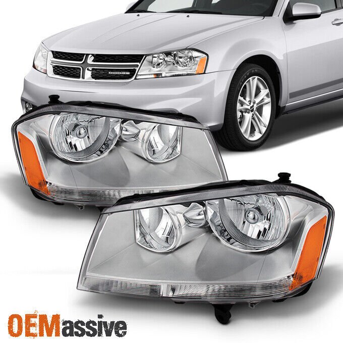 Fit 2008-2014 Dodge Avenger Replacement Headlights Headlamps L+R 2009 2010