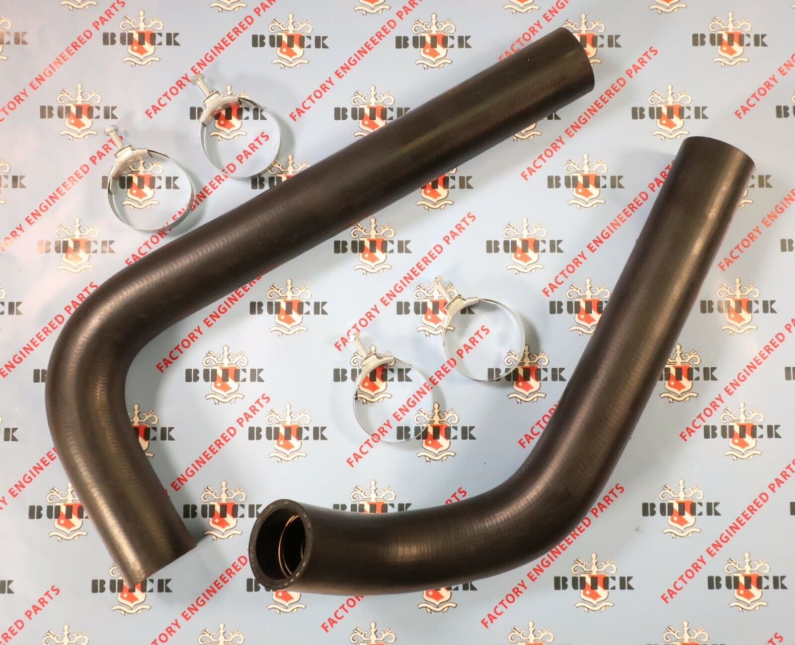 1949-1952 Buick Roadmaster Upper & Lower Radiator Hoses with Correct Clamps