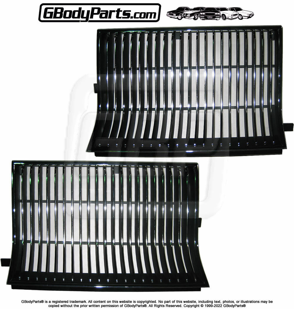 1986 Oldsmobile Cutlass 442 CHROME Plated & BLACK Painted Grille Grill SET NEW