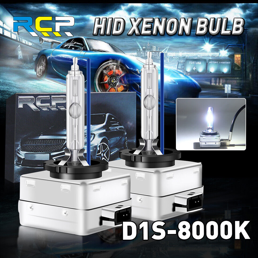 D1S   HID Xenon Headlight Lights Bulbs Direct Replacement Lamps 8000K Blue