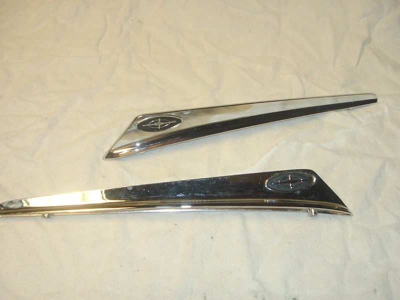 1963 FORD GALAXIE S TOP OF FRONT FENDER ORNAMENTS   NOS