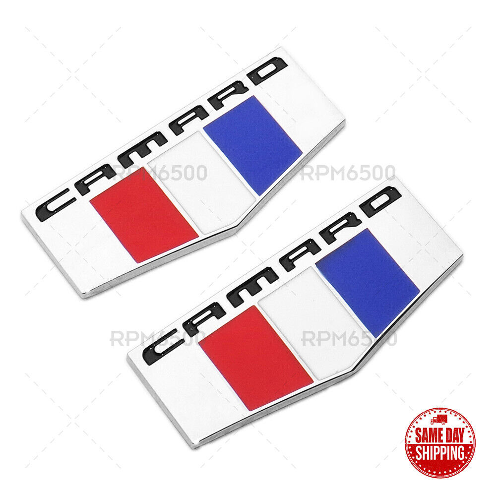 2x For GM Chevy CAMARO Logo Fender Marker Emblem 3D Chrome Sport Badge RS SS ZL1
