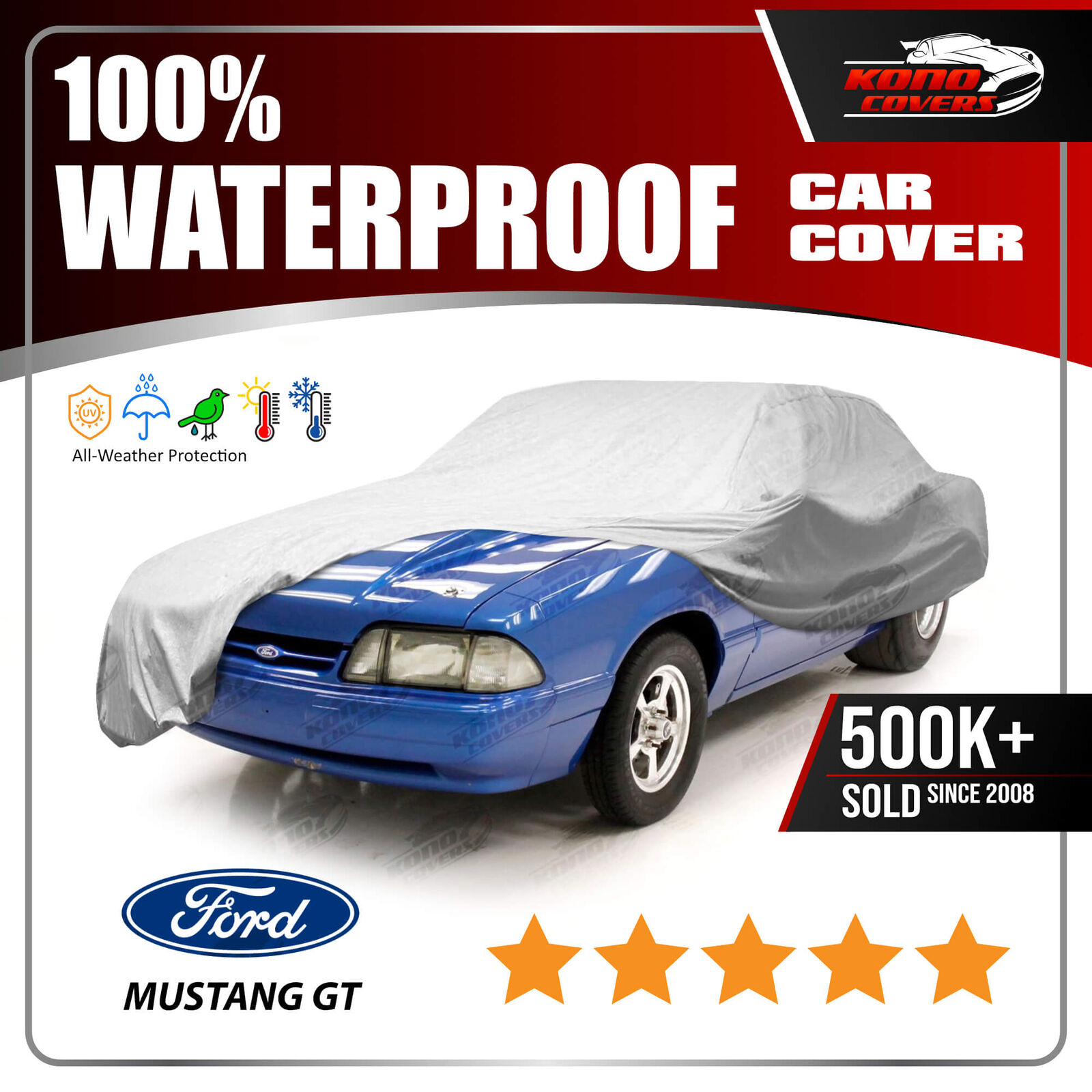 FORD MUSTANG GT 1987-1993 CAR COVER - 100% Waterproof 100% Breathable
