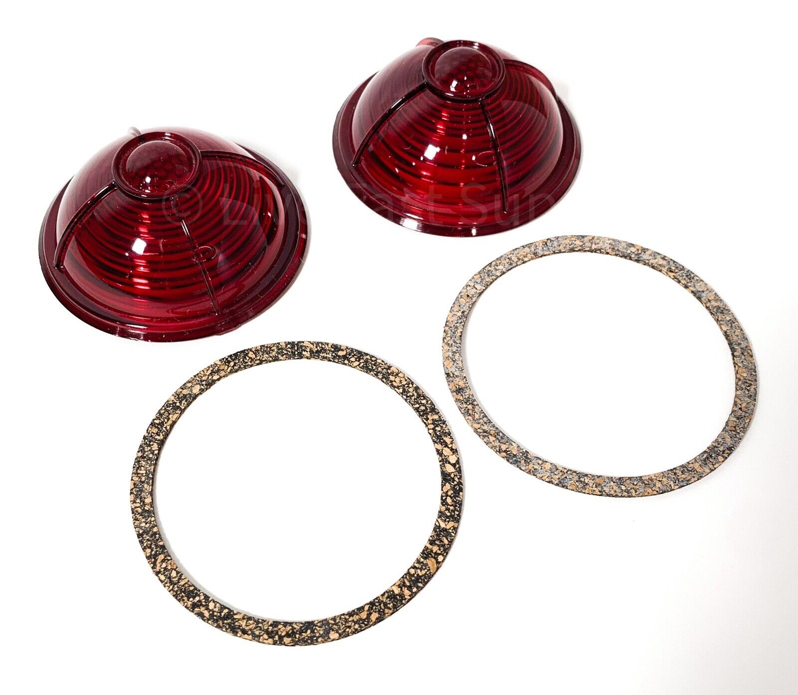 Pair Red Tail Light Lenses & Gaskets For 1937 Ford - Lincoln Zephyr Style