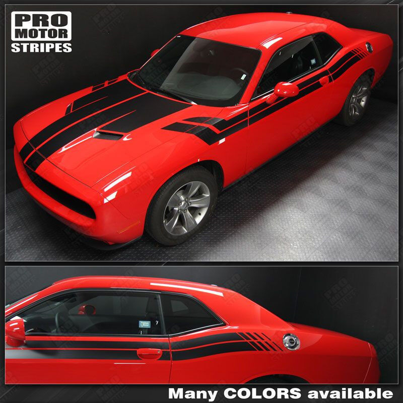 Decals for Dodge Challenger 2008-2023 Hood and Side Dual Stripes (Choose Color)