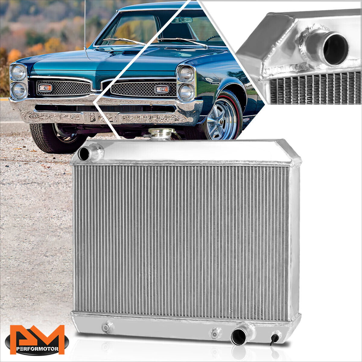 For 65-67 Pontiac GTO/Tempest/LeMans Full Aluminum Core 3-Row Cooling Radiator