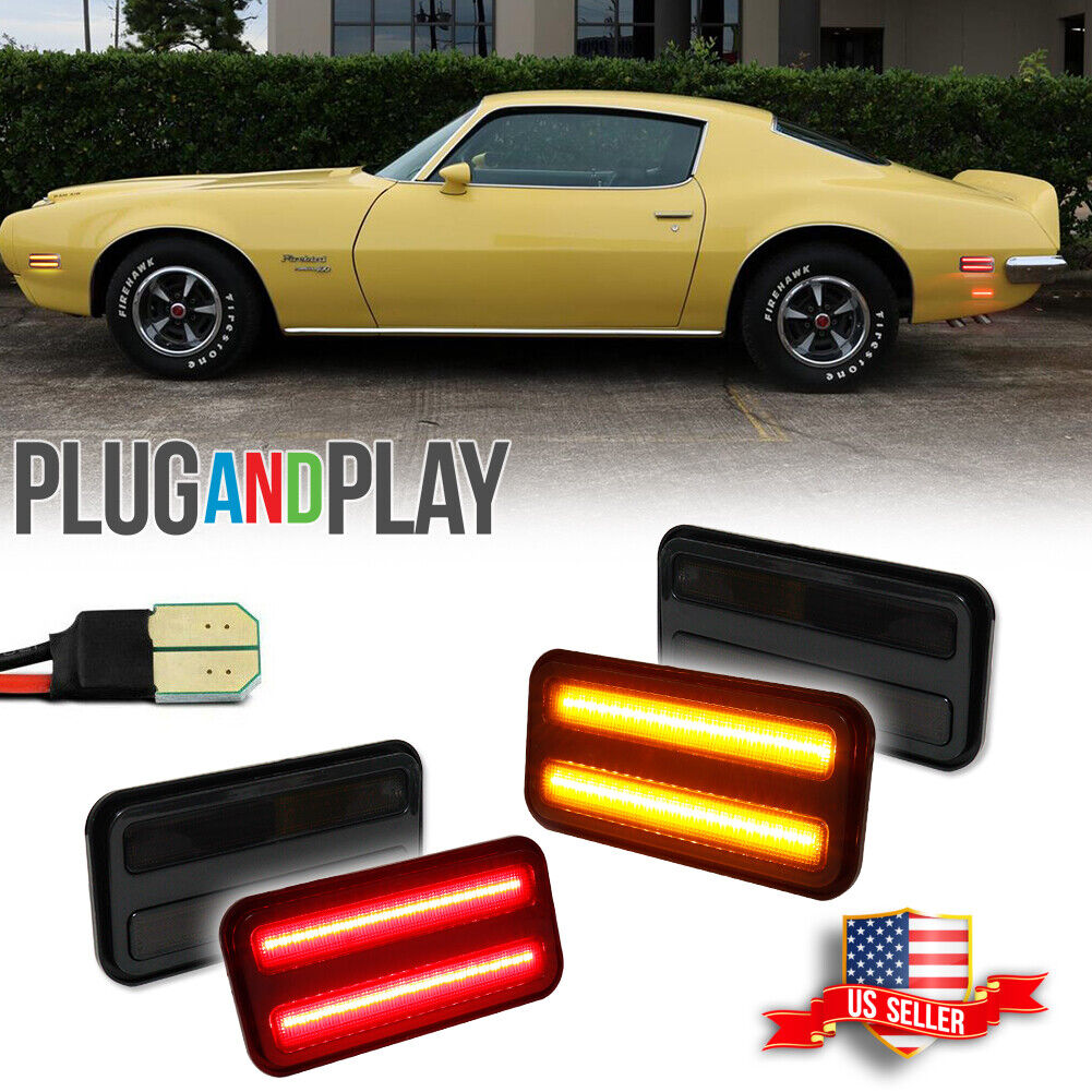 4x Smoked Amber Red LED Side Marker Parking Light For 1970-1981 Pontiac Firebird