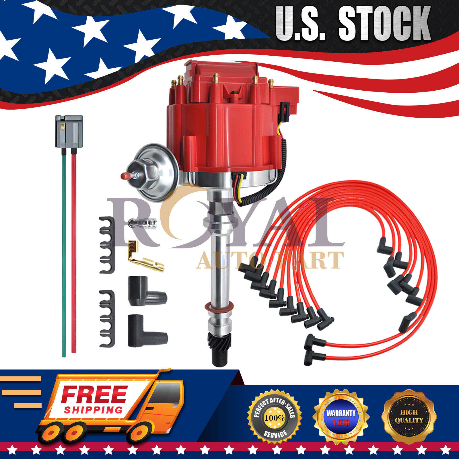 GM08 HEI Distributor &Wire &Pigtail for Chevy 350 454 SBC BBC w/65K Volt 9000RPM