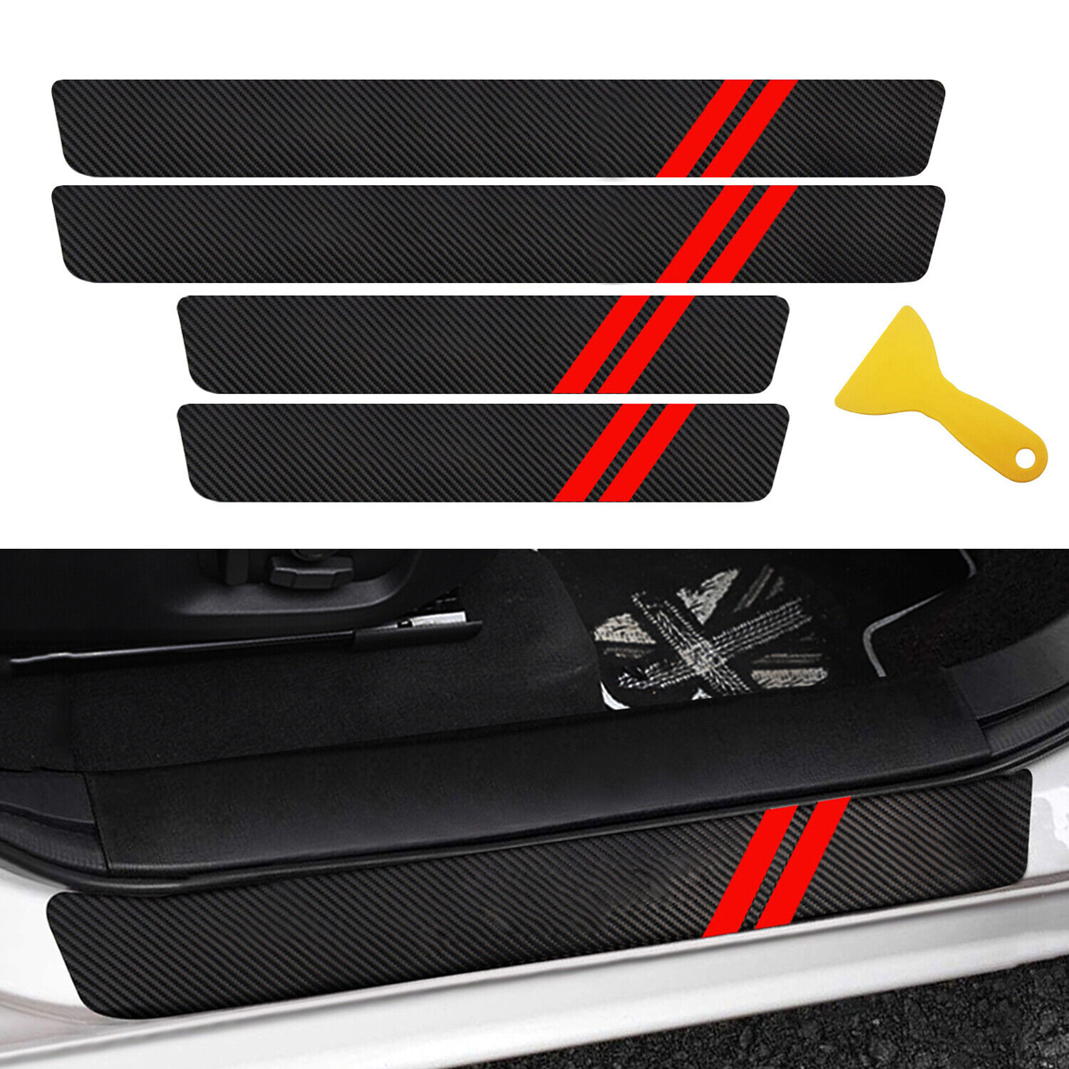 4pcs For Dodge Challenger Accessory Car Door Sill Protector Guard Step Protector
