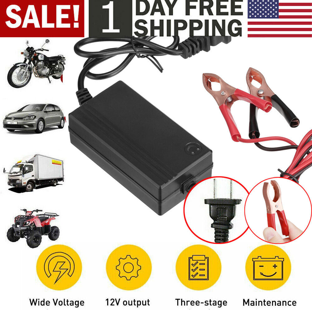 12V Auto Car Battery Charger Maintainer Trickle RV For Truck Motorcycle